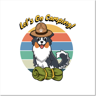 Funny Collie Dog Wants to go Camping Posters and Art